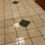 tile cleaning in progress