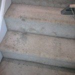 carpeted stairs before being cleaned
